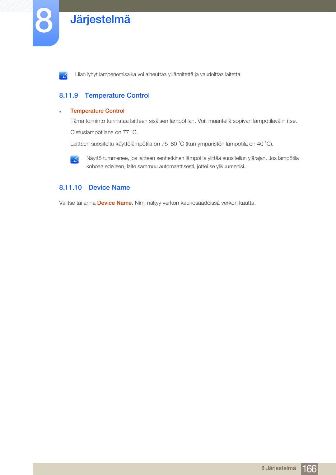 Samsung LH65MEBPLGC/EN, LH75MEBPLGC/EN manual Temperature Control, Device Name 