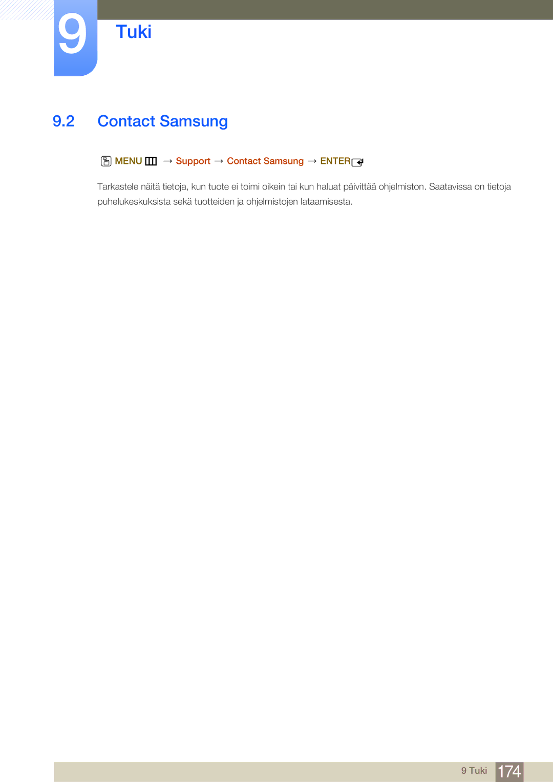 Samsung LH65MEBPLGC/EN, LH75MEBPLGC/EN manual Menu m Support Contact Samsung Enter 