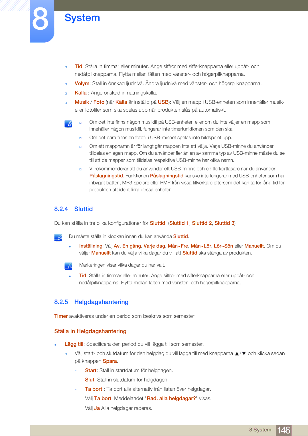 Samsung LH65MEBPLGC/EN, LH75MEBPLGC/EN manual Sluttid, Ställa in Helgdagshantering 