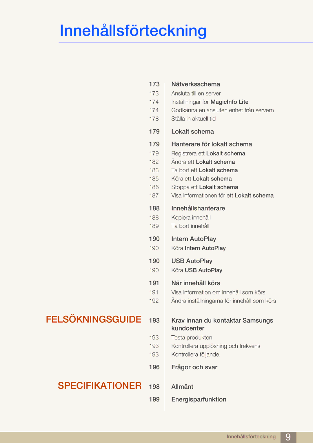 Samsung LH75MEBPLGC/EN, LH65MEBPLGC/EN manual Felsökningsguide 