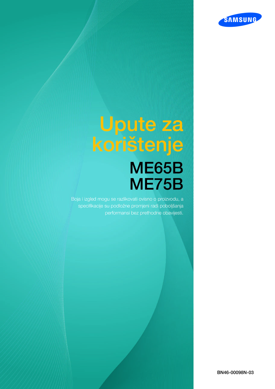 Samsung LH75MEBPLGC/EN, LH65MEBPLGC/EN manual Upute za korištenje 