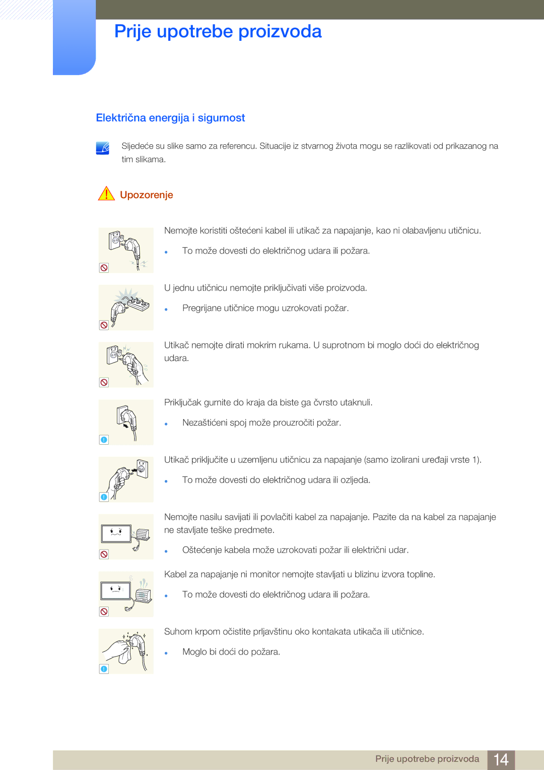 Samsung LH65MEBPLGC/EN, LH75MEBPLGC/EN manual Električna energija i sigurnost, Upozorenje 