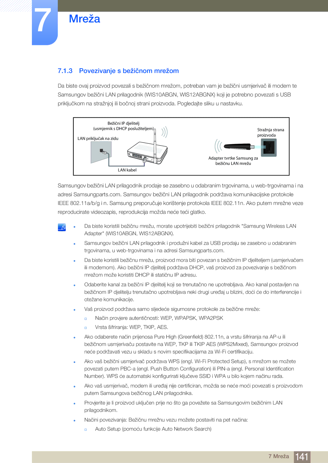 Samsung LH75MEBPLGC/EN, LH65MEBPLGC/EN manual Povezivanje s bežičnom mrežom 