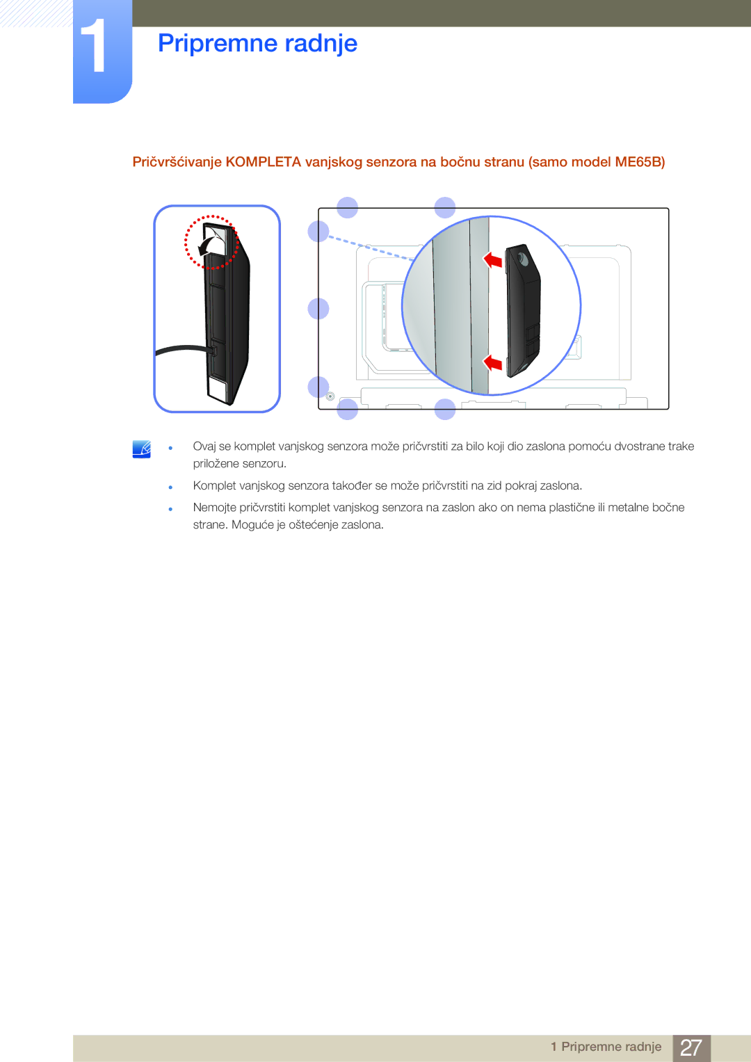 Samsung LH75MEBPLGC/EN, LH65MEBPLGC/EN manual Pripremne radnje 