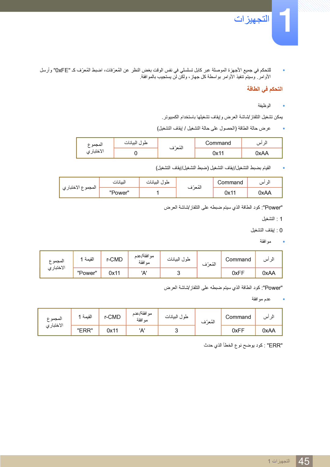 Samsung LH65MEBPLGC/EN, LH75MEBPLGC/NG, LH65MEBPLGC/NG manual ﺔﻗﺎﻄﻟﺍ ﻲﻓ ﻢﻜﺤﺘﻟﺍ 