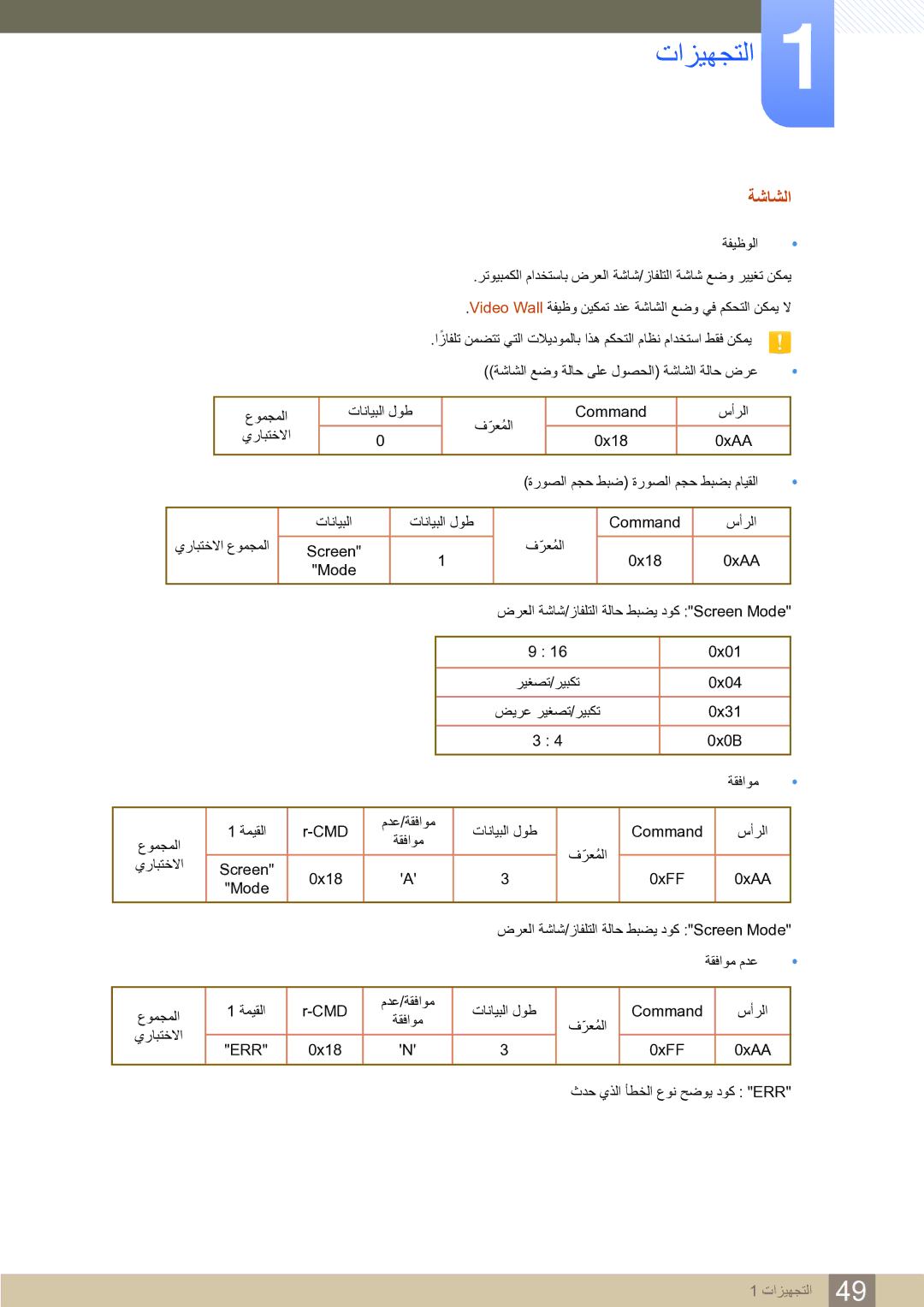 Samsung LH75MEBPLGC/NG, LH65MEBPLGC/EN, LH65MEBPLGC/NG manual ﺔﺷﺎﺸﻟﺍ 