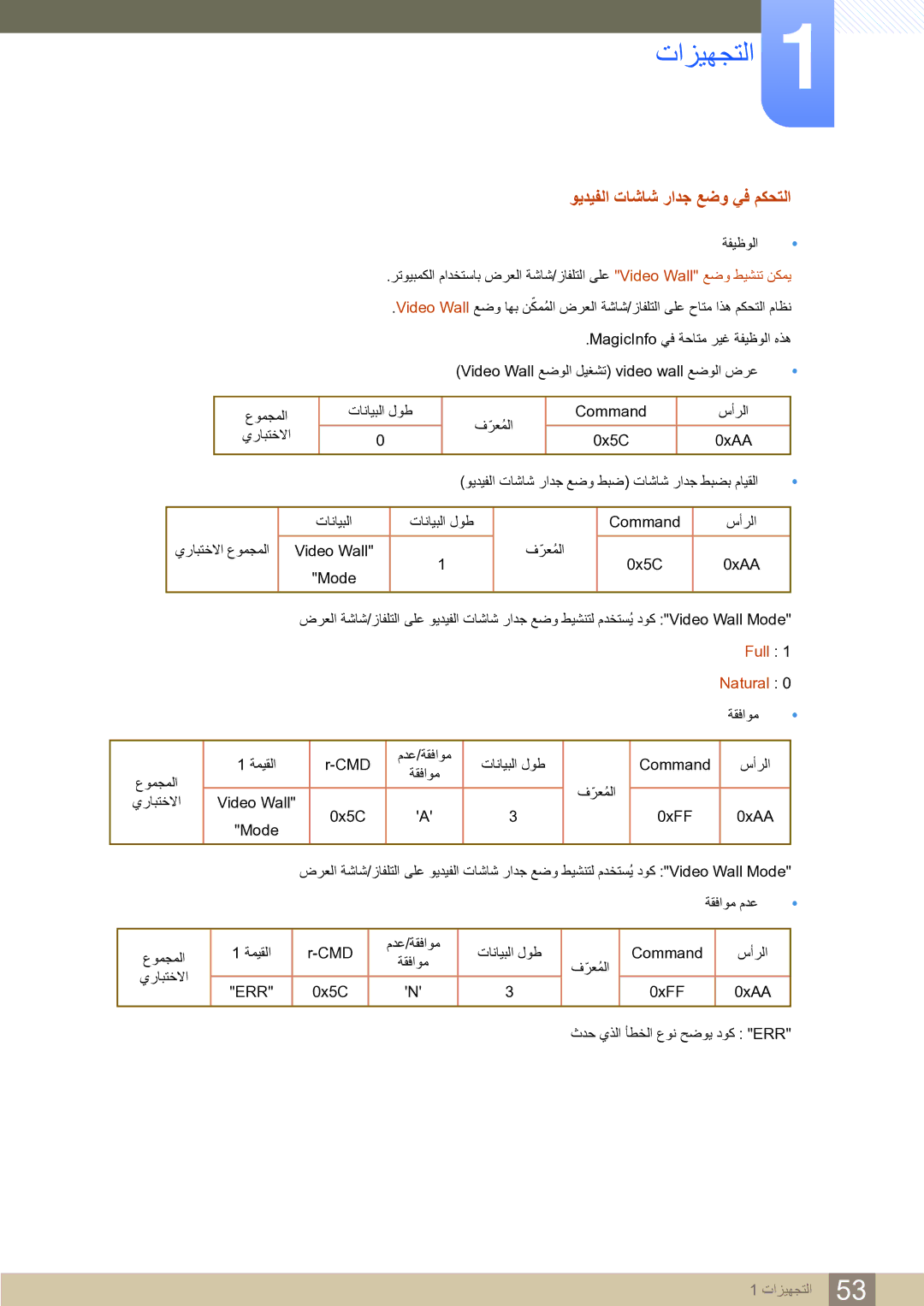 Samsung LH65MEBPLGC/NG, LH65MEBPLGC/EN, LH75MEBPLGC/NG manual ﻮﻳﺪﻴﻔﻟﺍ ﺕﺎﺷﺎﺷ ﺭﺍﺪﺟ ﻊﺿﻭ ﻲﻓ ﻢﻜﺤﺘﻟﺍ 