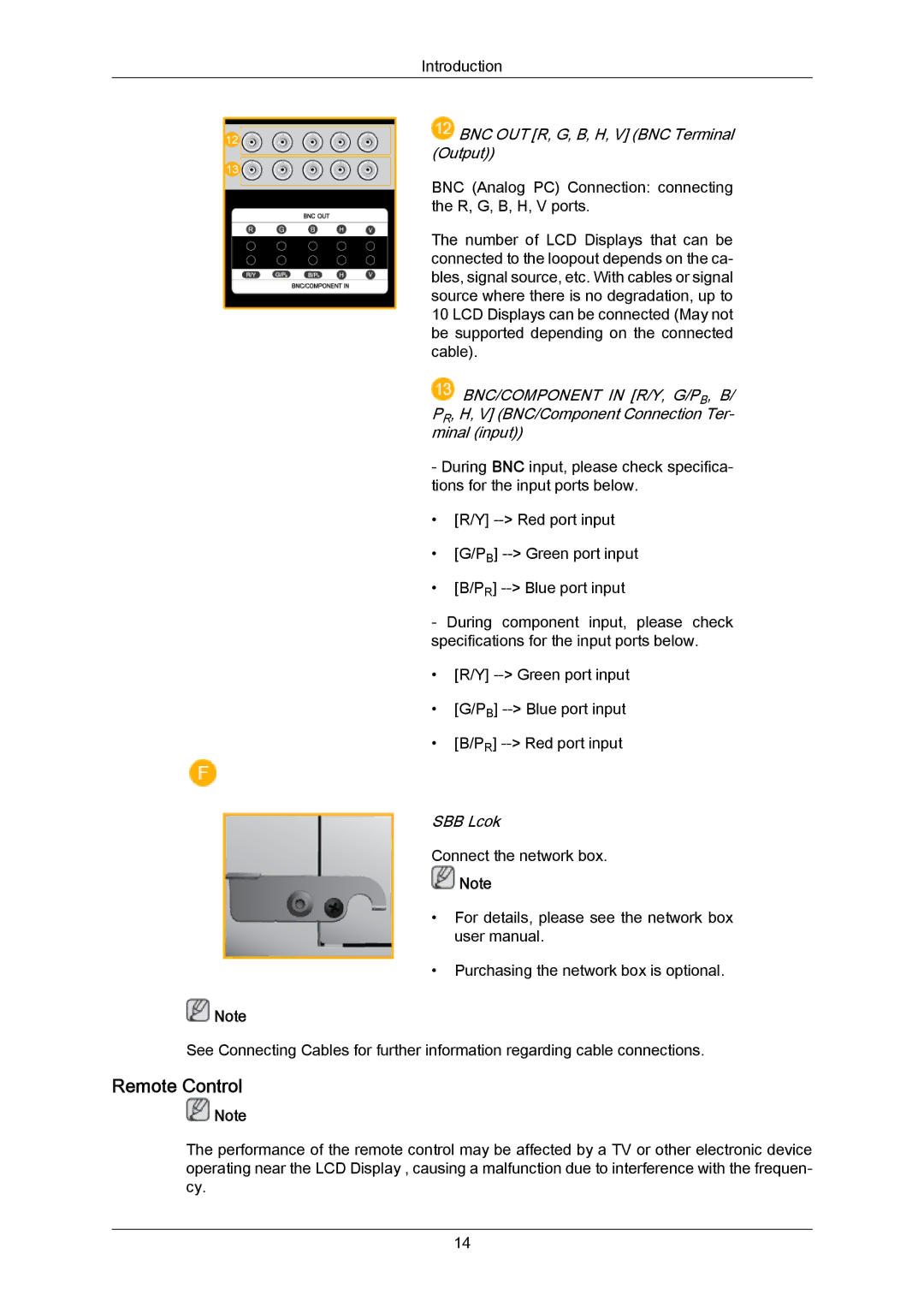 Samsung LH65MGPLBF/EN, LH65MGPLBF/XJ, LH65MGPLBF/XY manual Remote Control, BNC OUT R, G, B, H, V BNC Terminal Output 