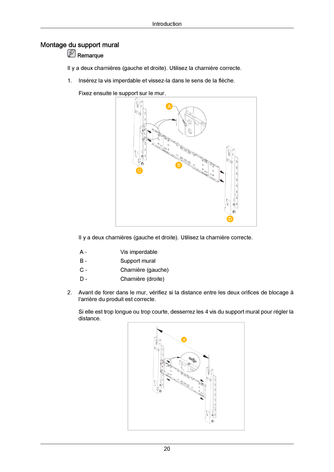 Samsung LH65MGPLBF/EN manual Montage du support mural 