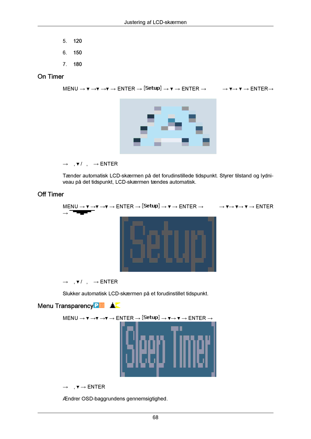 Samsung LH65MGPLBF/EN manual On Timer, Off Timer, Menu Transparency 