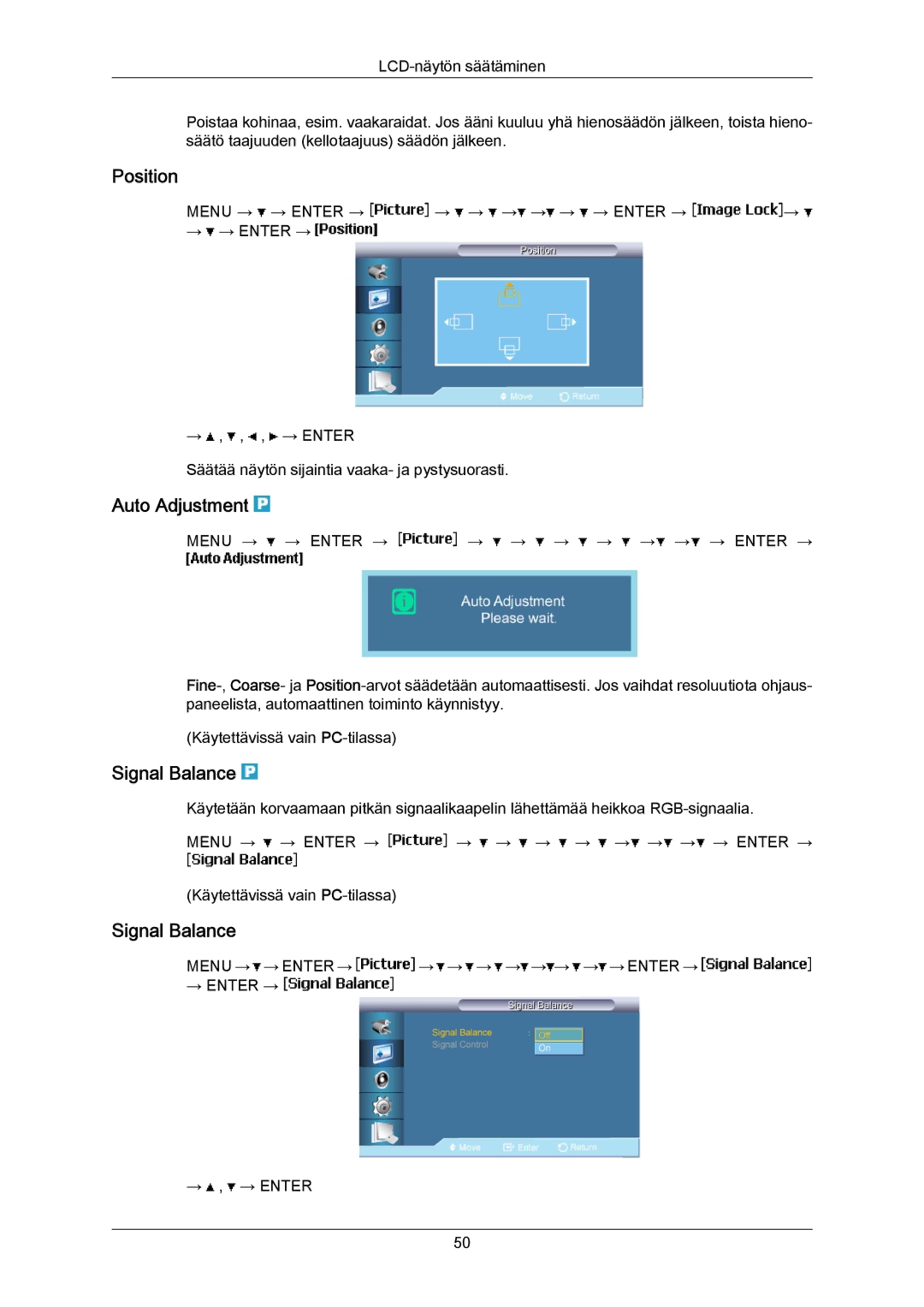 Samsung LH65MGPLBF/EN manual Auto Adjustment, Signal Balance 