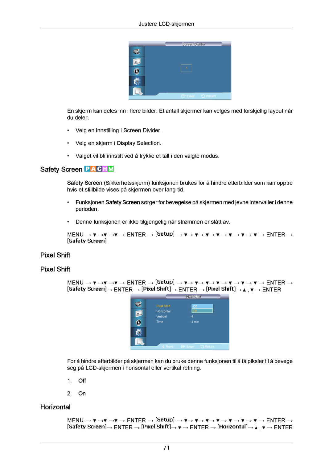 Samsung LH65MGPLBF/EN manual Safety Screen, Pixel Shift 