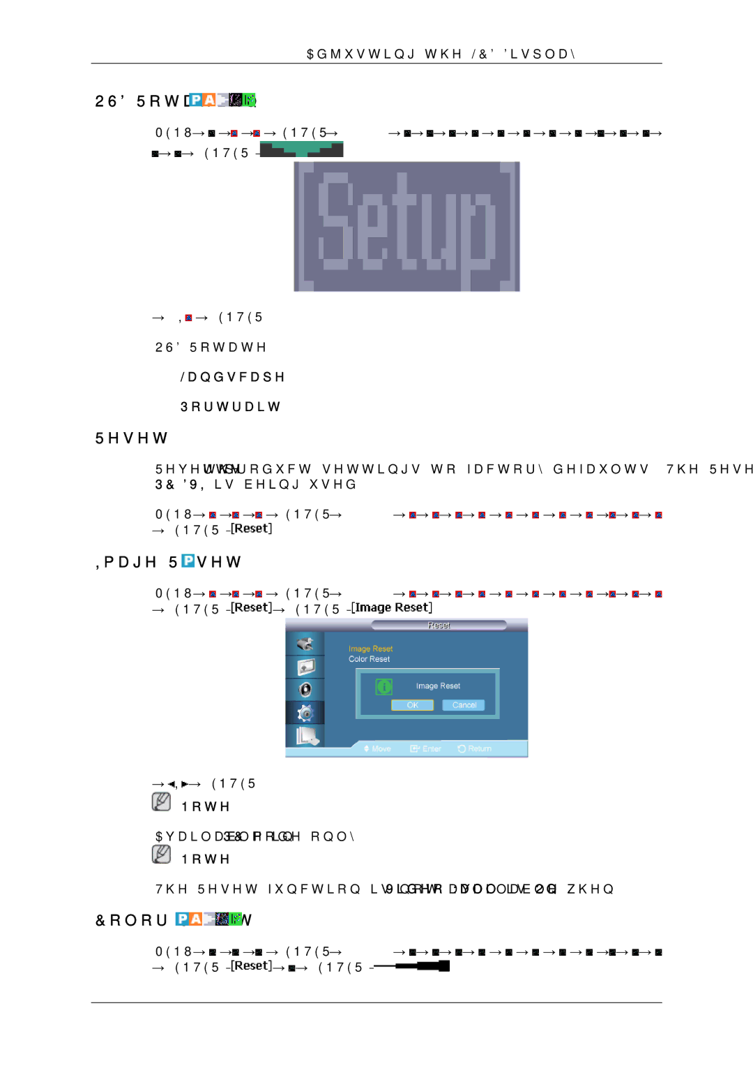 Samsung LH65MGQLBF/XY, LH65MGQLBF/EN, LH65MGQLBF/NG manual OSD Rotation, Image Reset, Color Reset, Landscape Portrait 