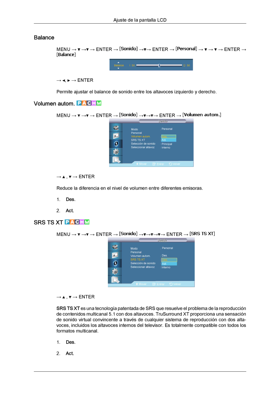 Samsung LH65MGQLBF/EN manual Balance, Volumen autom 