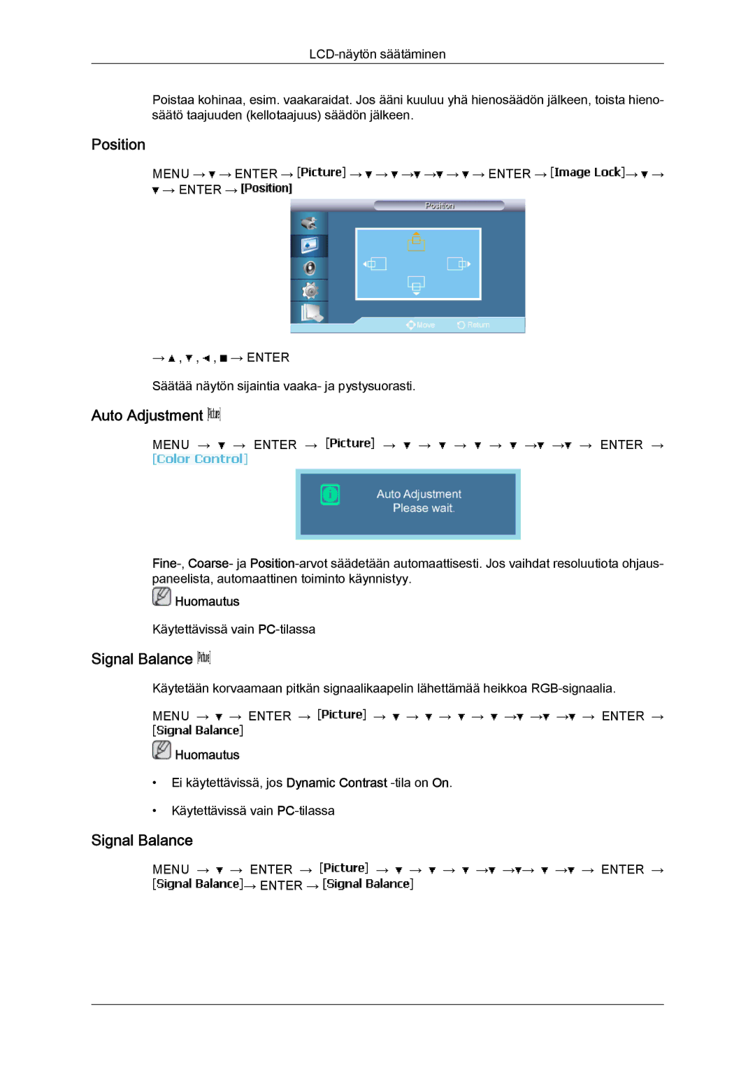 Samsung LH65MGQLBF/EN manual Auto Adjustment, Signal Balance 