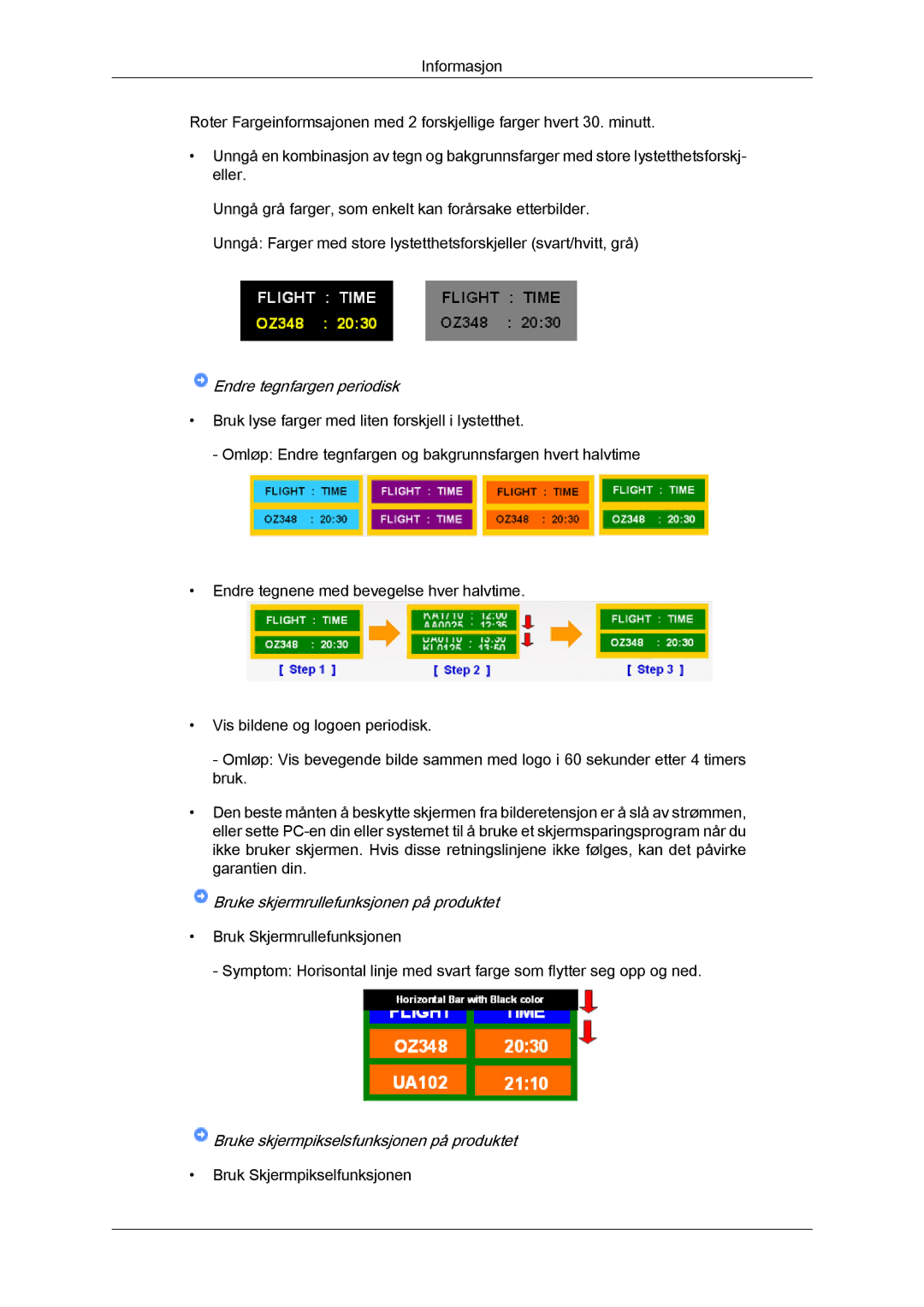 Samsung LH65MGQLBF/EN manual Endre tegnfargen periodisk 