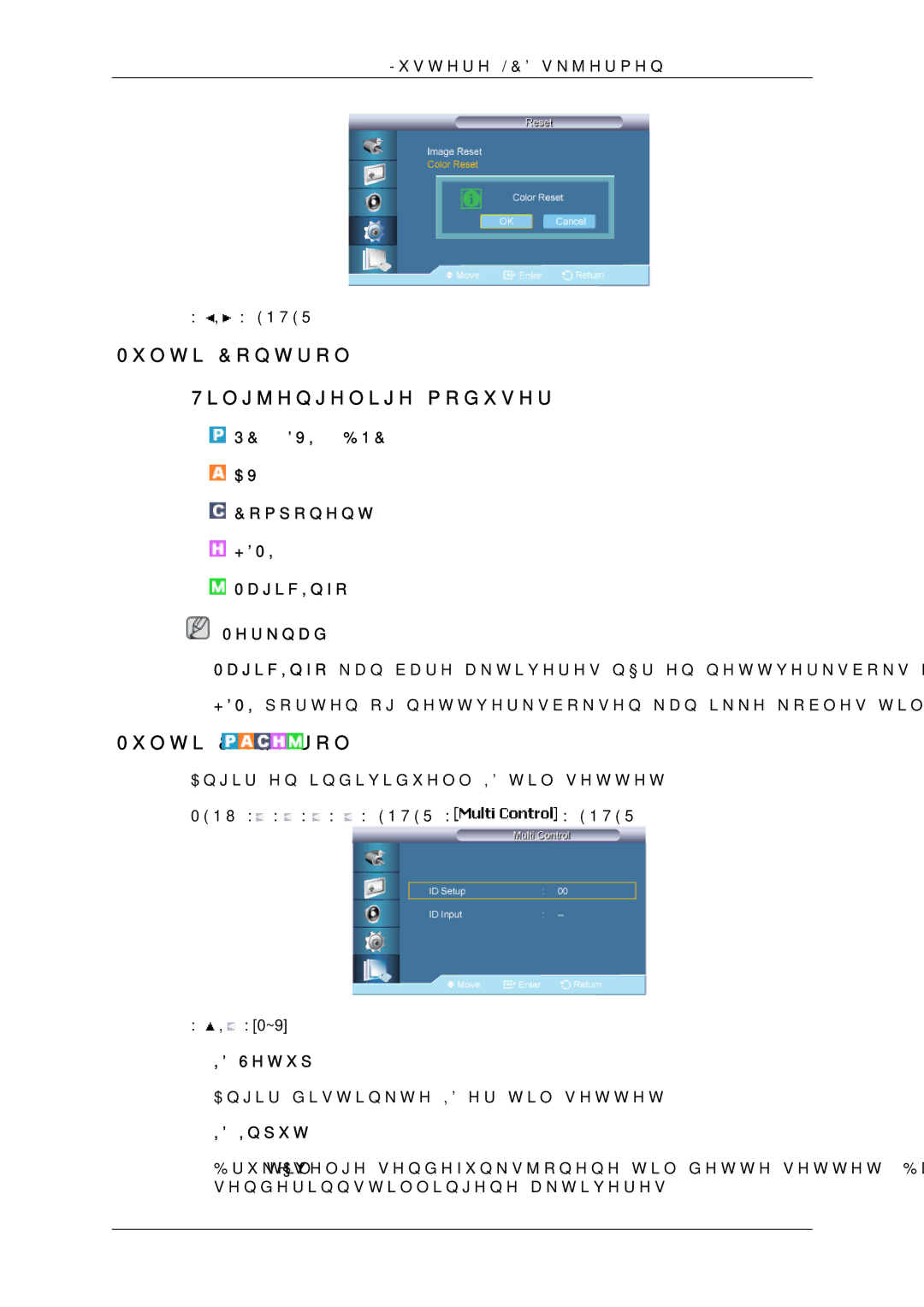 Samsung LH65MGQLBF/EN manual Multi Control Tilgjengelige moduser, ID Setup, ID Input 