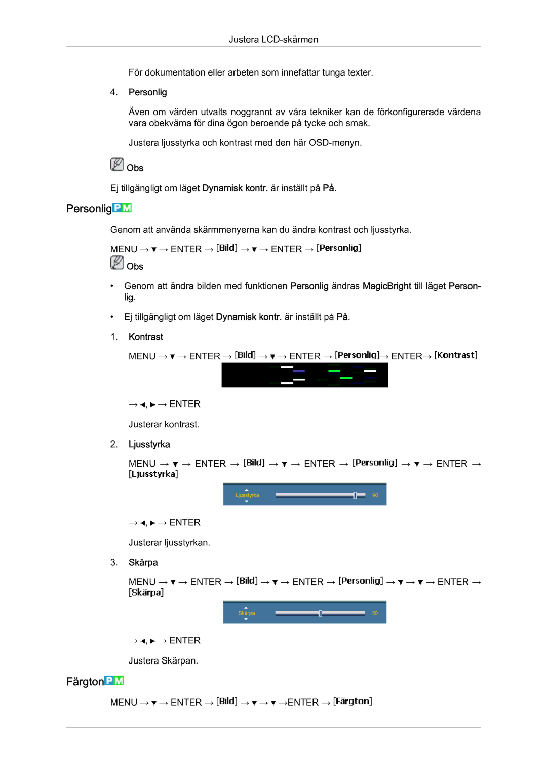 Samsung LH65MGQLBF/EN manual Personlig, Färgton 