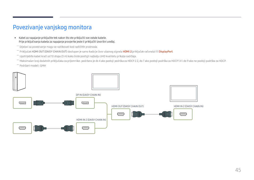 Samsung LH65QMHPLGC/EN, LH65QBHPLGC/EN manual Povezivanje vanjskog monitora 