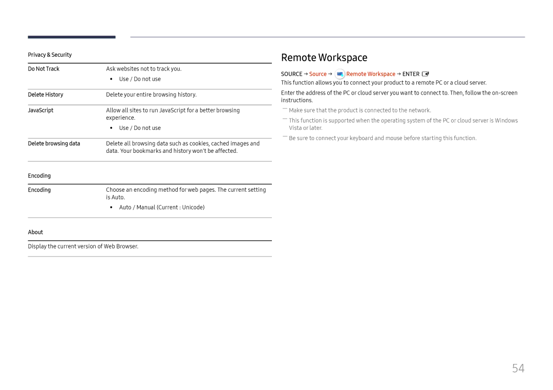 Samsung LH49DBJPLGC/EN, LH65QBHPLGC/EN, LH75QBHPLGC/EN, LH43DBJPLGC/EN manual Source → Source → Remote Workspace → Enter E 