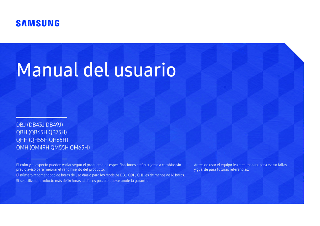 Samsung LH75QBHPLGC/EN, LH65QBHPLGC/EN, LH49DBJPLGC/EN, LH43DBJPLGC/EN, LH65QMHPLGC/EN, LH65QHHPLGC/EN manual Brukerhåndbok 