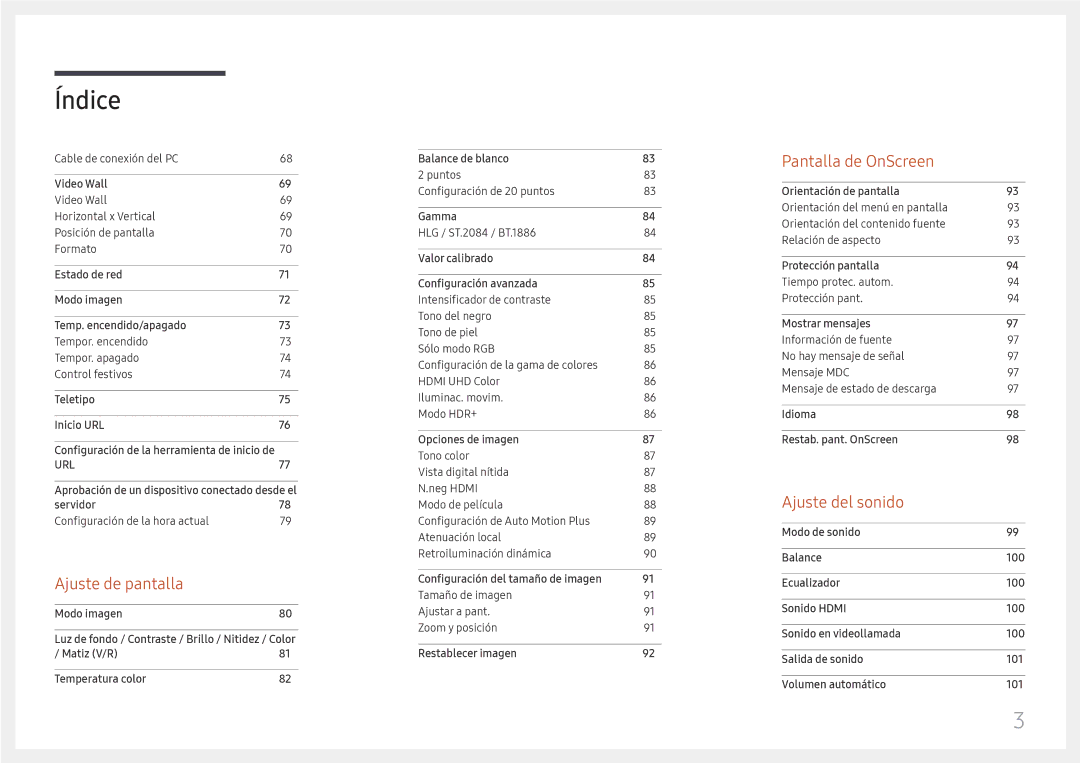 Samsung LH43DBJPLGC/EN, LH65QBHPLGC/EN, LH75QBHPLGC/EN, LH49DBJPLGC/EN, LH65QMHPLGC/EN, LH65QHHPLGC/EN manual Ajuste de pantalla 