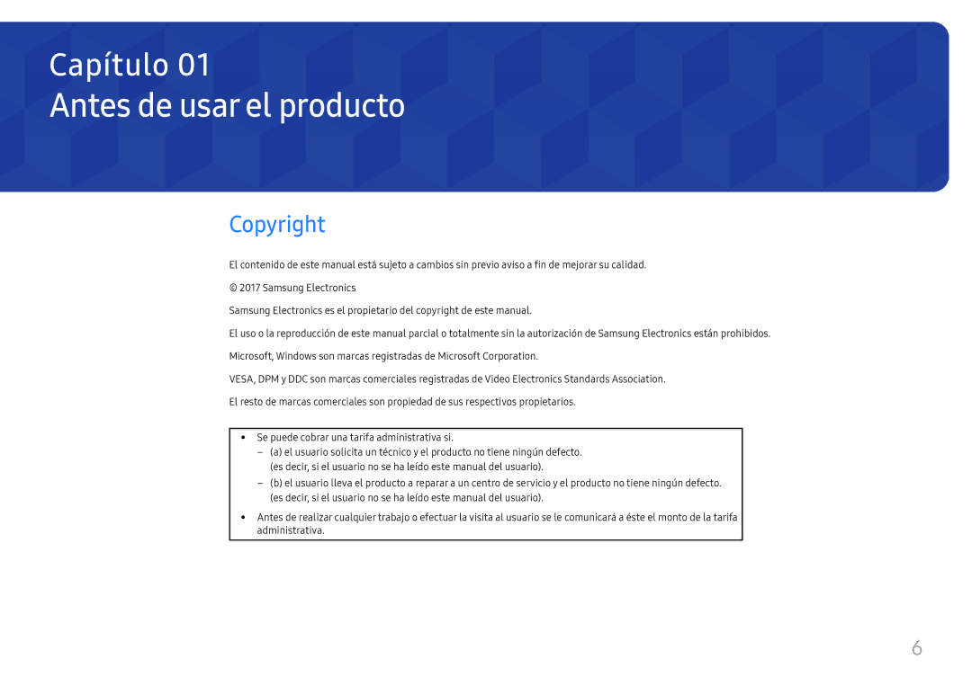 Samsung LH55QMHPLGC/EN, LH65QBHPLGC/EN, LH75QBHPLGC/EN, LH49DBJPLGC/EN, LH43DBJPLGC/EN Antes de usar el producto, Copyright 