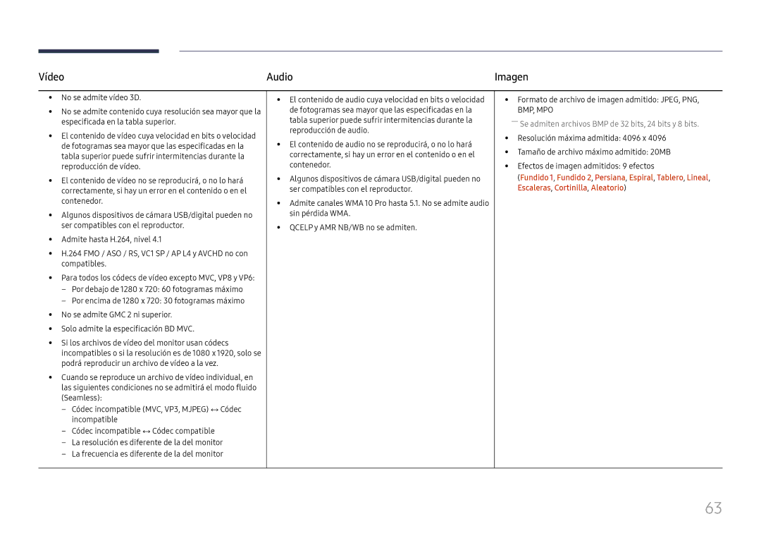 Samsung LH65QBHPLGC/EN, LH75QBHPLGC/EN, LH49DBJPLGC/EN, LH43DBJPLGC/EN, LH65QMHPLGC/EN, LH65QHHPLGC/EN Vídeo Audio, Imagen 