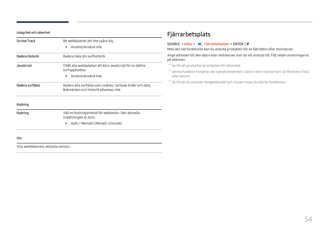 Samsung LH65QBHPLGC/EN, LH75QBHPLGC/EN, LH49DBJPLGC/EN, LH43DBJPLGC/EN manual Source → Källa → Fjärrarbetsplats → Enter E 