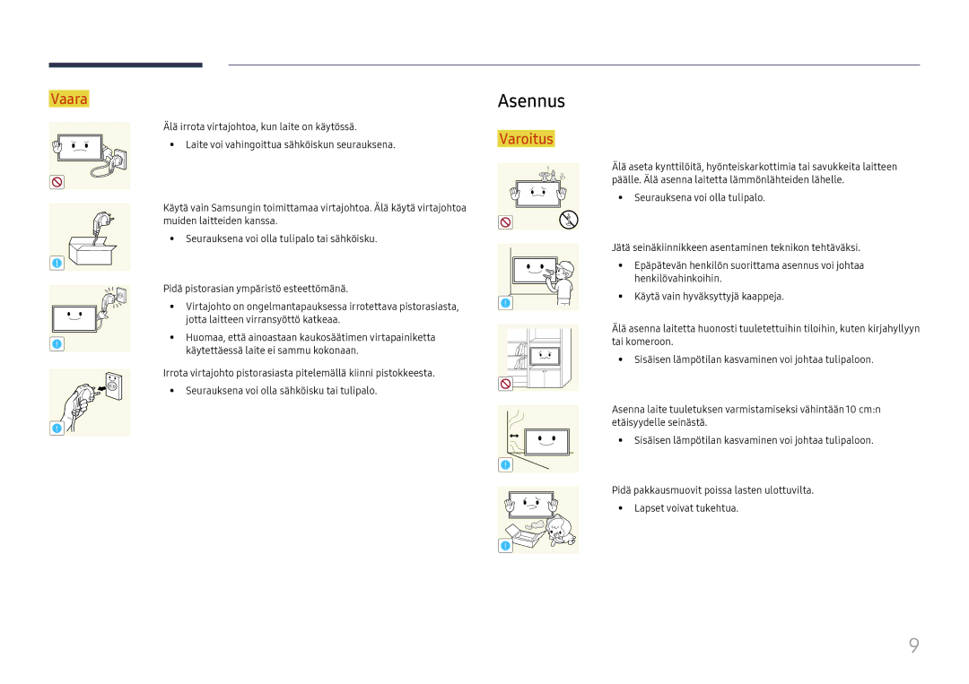 Samsung LH65QBHPLGC/EN, LH75QBHPLGC/EN, LH49DBJPLGC/EN, LH43DBJPLGC/EN, LH65QMHPLGC/EN, LH65QHHPLGC/EN, LH55QMHPLGC/EN Asennus 