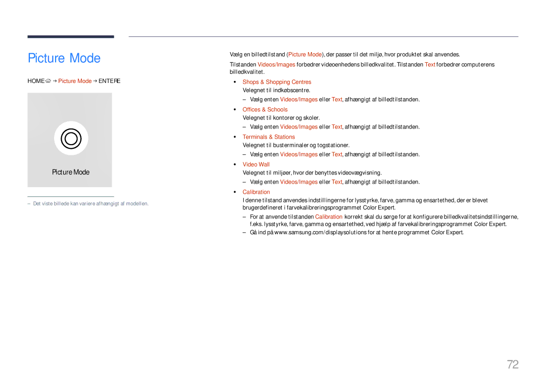 Samsung LH65QBHPLGC/EN, LH75QBHPLGC/EN, LH49DBJPLGC/EN, LH43DBJPLGC/EN, LH65QMHPLGC/EN, LH65QHHPLGC/EN manual Picture Mode 