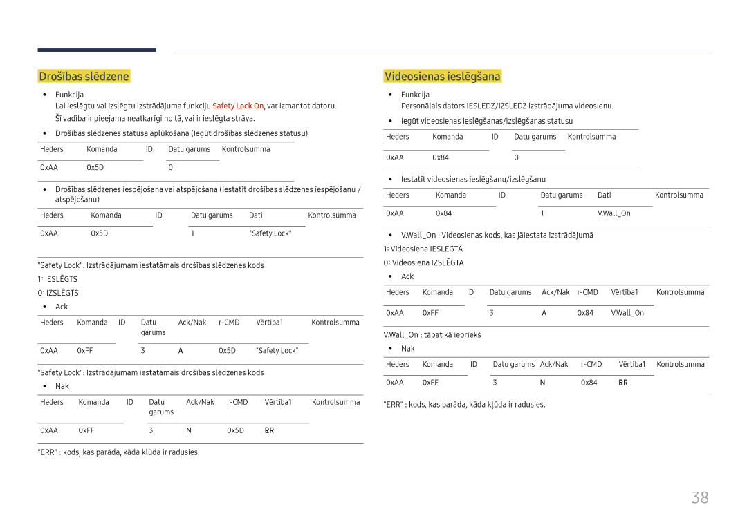 Samsung LH55QMHPLGC/EN manual Drošības slēdzene, Videosienas ieslēgšana, Iestatīt videosienas ieslēgšanu/izslēgšanu 