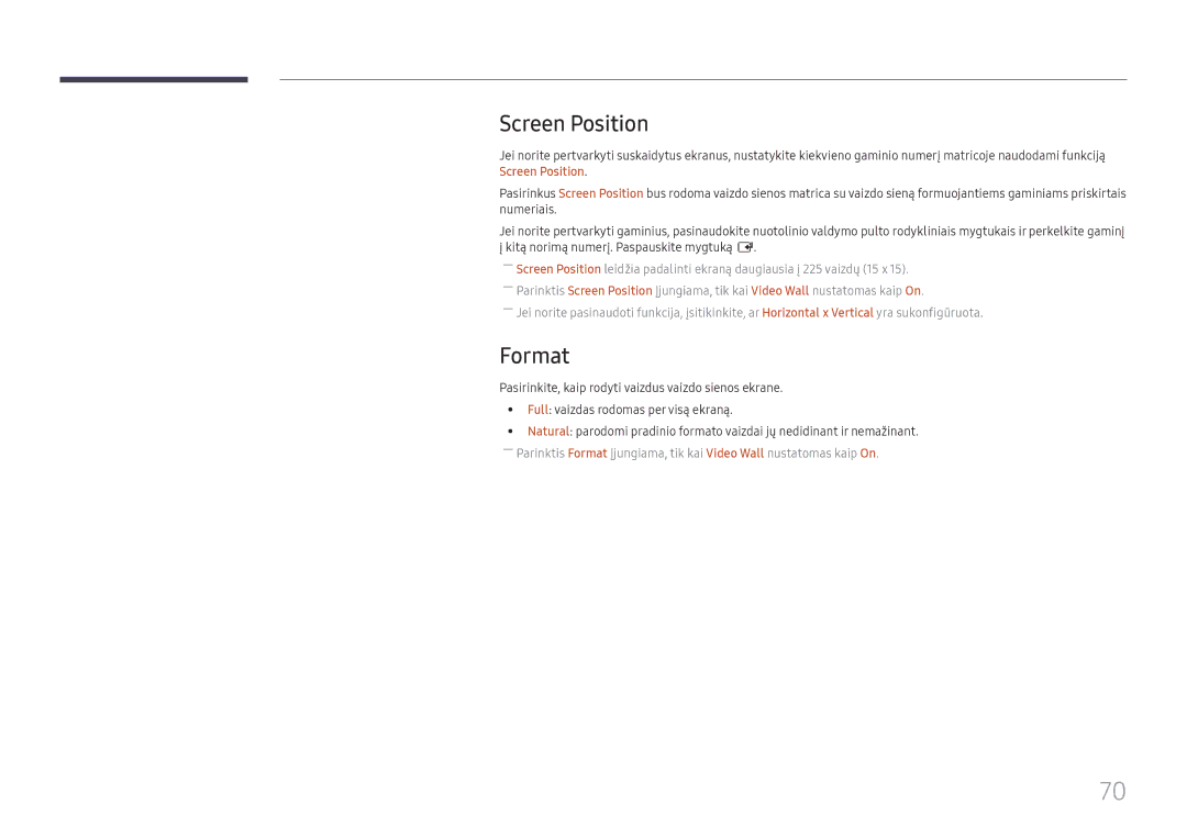 Samsung LH55QMHPLGC/EN, LH65QBHPLGC/EN, LH75QBHPLGC/EN, LH49DBJPLGC/EN, LH43DBJPLGC/EN, LH65QMHPLGC/EN Screen Position, Format 