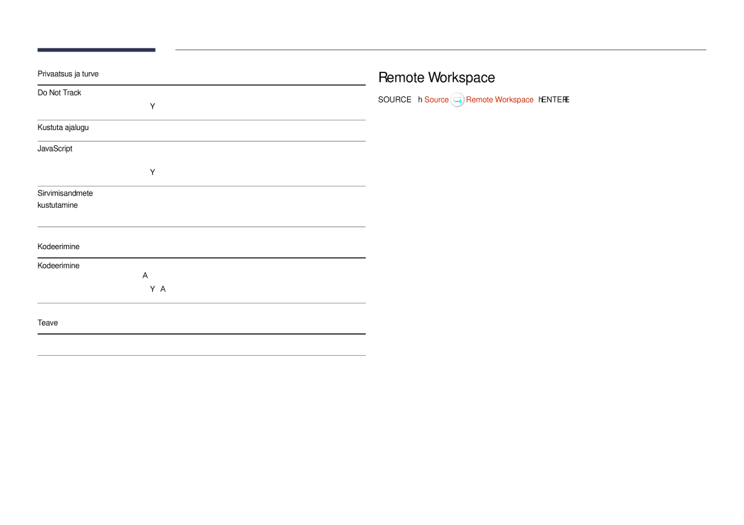 Samsung LH55QMHPLGC/EN, LH65QBHPLGC/EN, LH75QBHPLGC/EN, LH49DBJPLGC/EN manual Source → Source → Remote Workspace → Enter E 