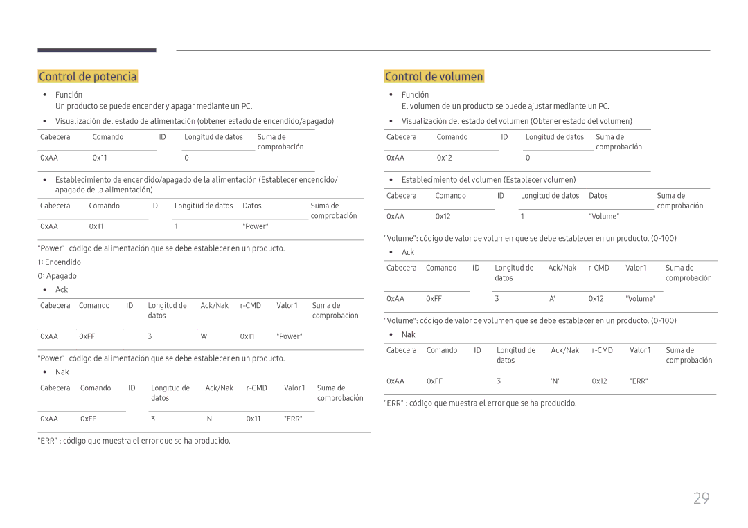 Samsung LH49QMFPLGC/EN, LH65QMFPLGC/EN manual Control de potencia, ERR código que muestra el error que se ha producido 