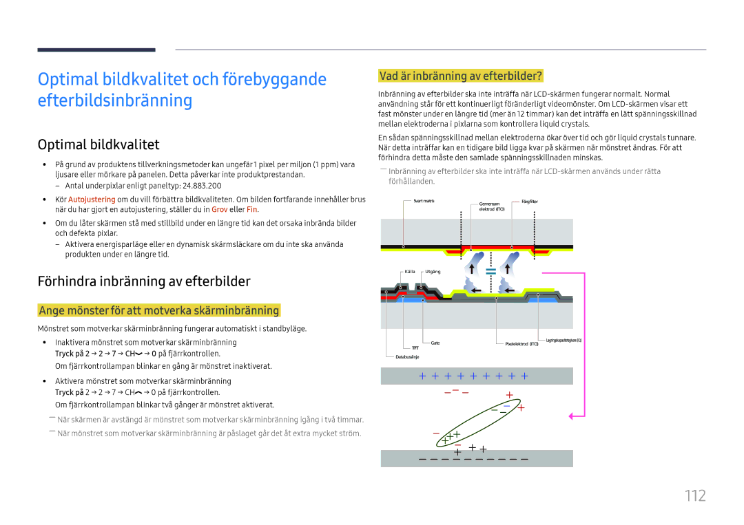 Samsung LH55QMFPLGC/EN 112, Optimal bildkvalitet, Förhindra inbränning av efterbilder, Vad är inbränning av efterbilder? 