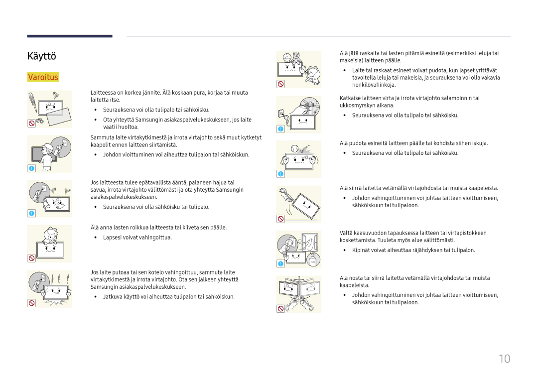 Samsung LH55QMFPLGC/EN, LH65QMFPLGC/EN, LH49QMFPLGC/EN manual Käyttö 