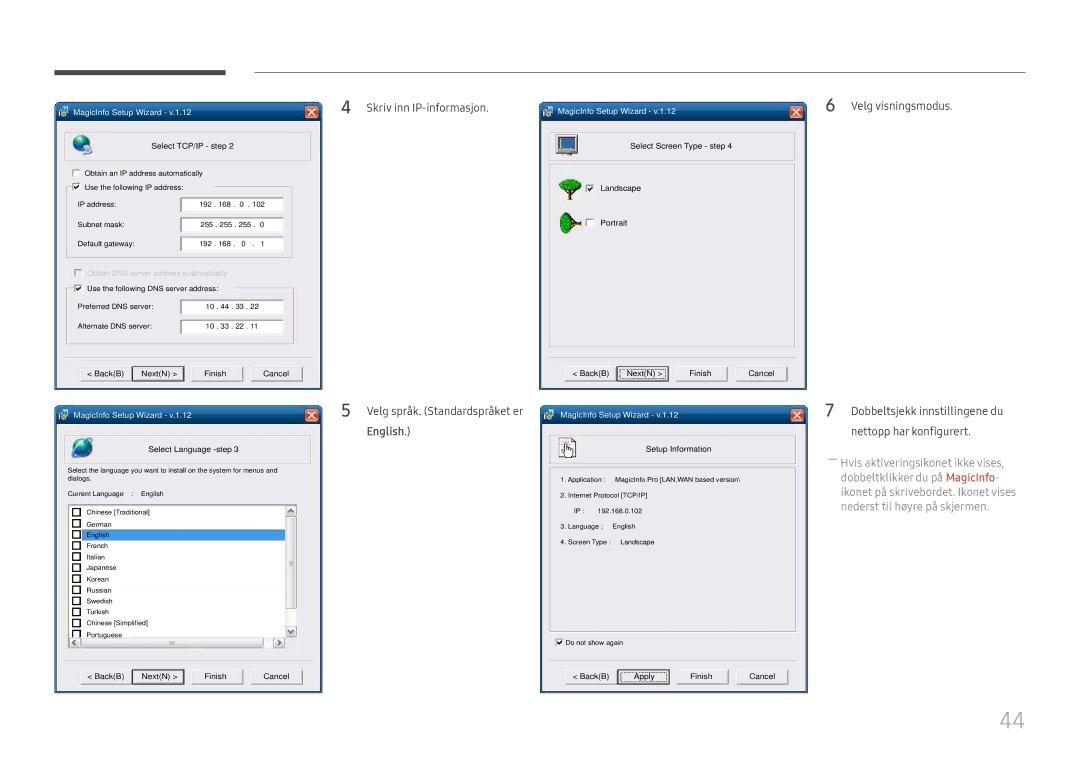 Samsung LH49QMFPLGC/EN, LH65QMFPLGC/EN, LH55QMFPLGC/EN manual BackB Apply Finish Cancel 