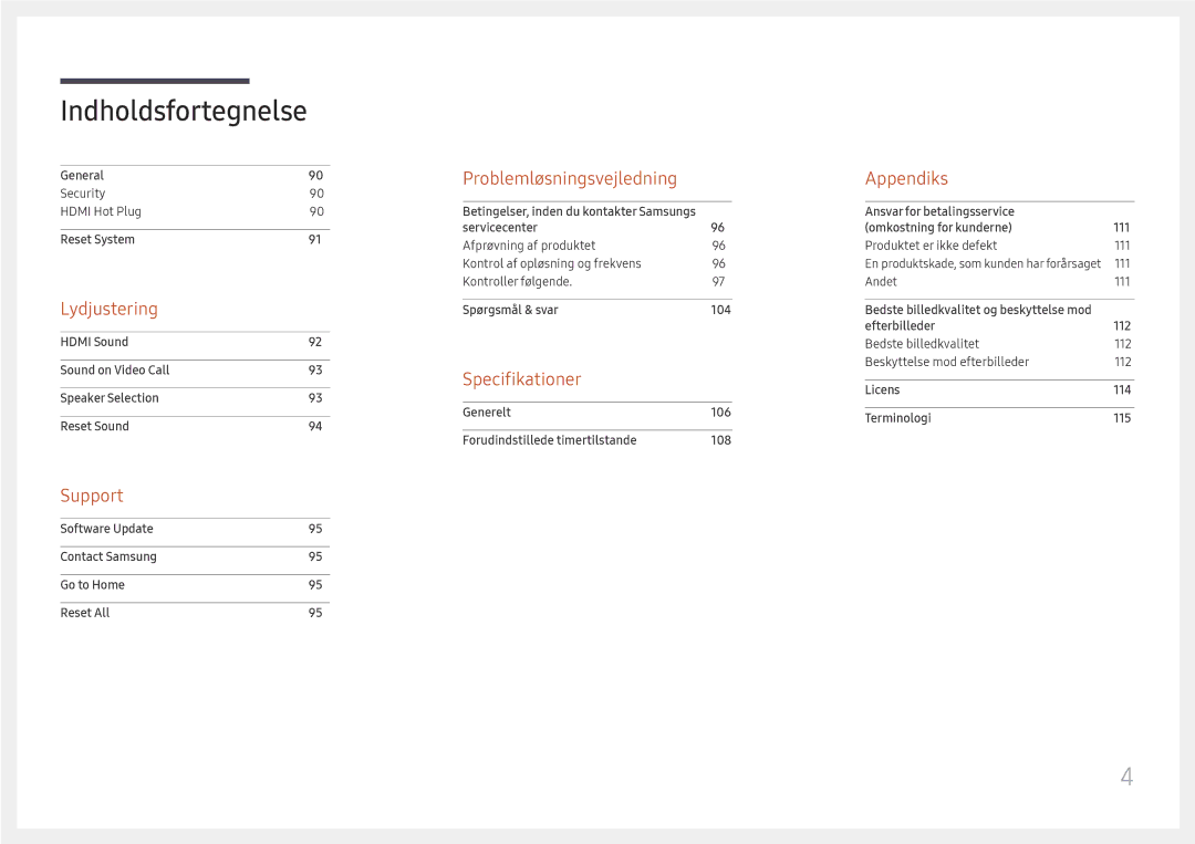 Samsung LH55QMFPLGC/EN, LH65QMFPLGC/EN, LH49QMFPLGC/EN manual Lydjustering 