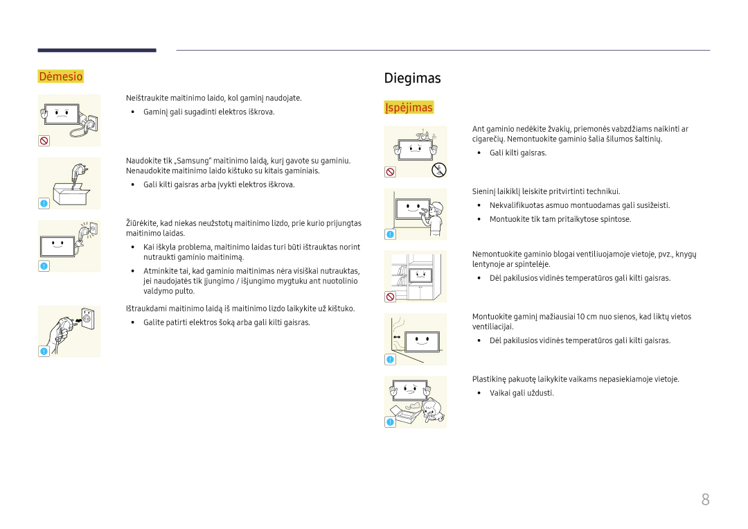 Samsung LH49QMFPLGC/EN, LH65QMFPLGC/EN, LH55QMFPLGC/EN manual Diegimas 