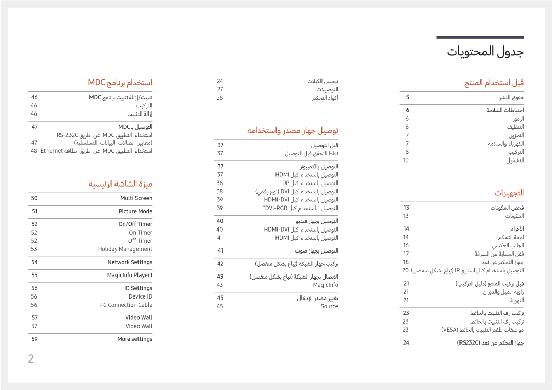 Samsung LH98QMFPBGC/UE, LH65QMFPLGC/NG, LH98QMFPLGC/NG manual تايوتحملا لودج 