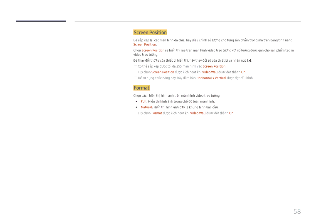 Samsung LH98QMFPBGC/XV, LH65QMFPLGC/XV, LH98QMFPLGC/XV manual Screen Position, Format 