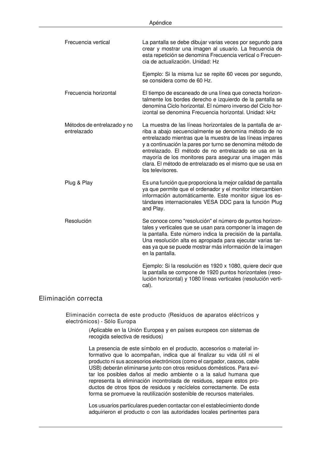 Samsung LH650TS-NB, LH65TCPMBC/EN manual Eliminación correcta 