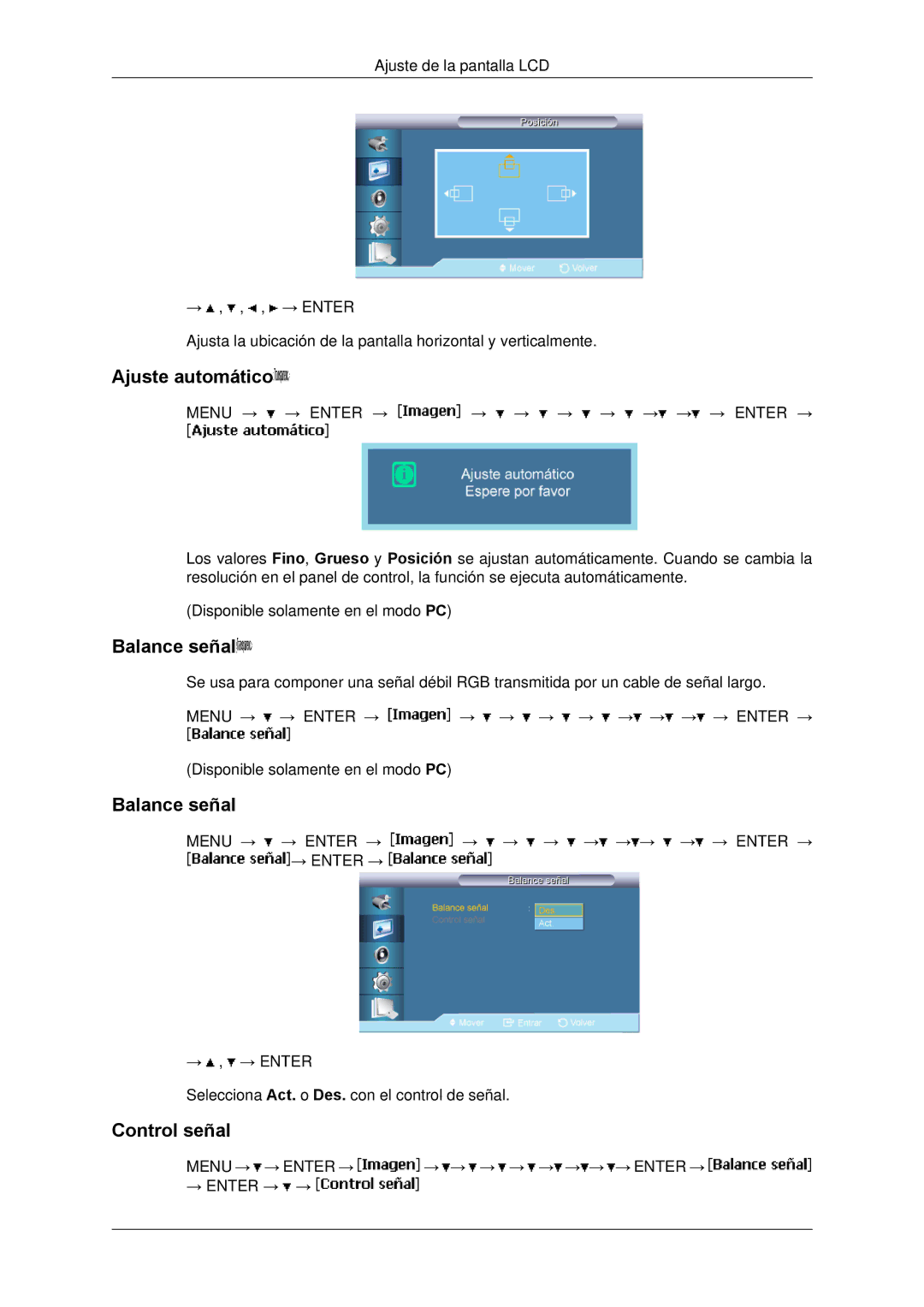 Samsung LH65TCPMBC/EN, LH650TS-NB manual Ajuste automático, Balance señal, Control señal 