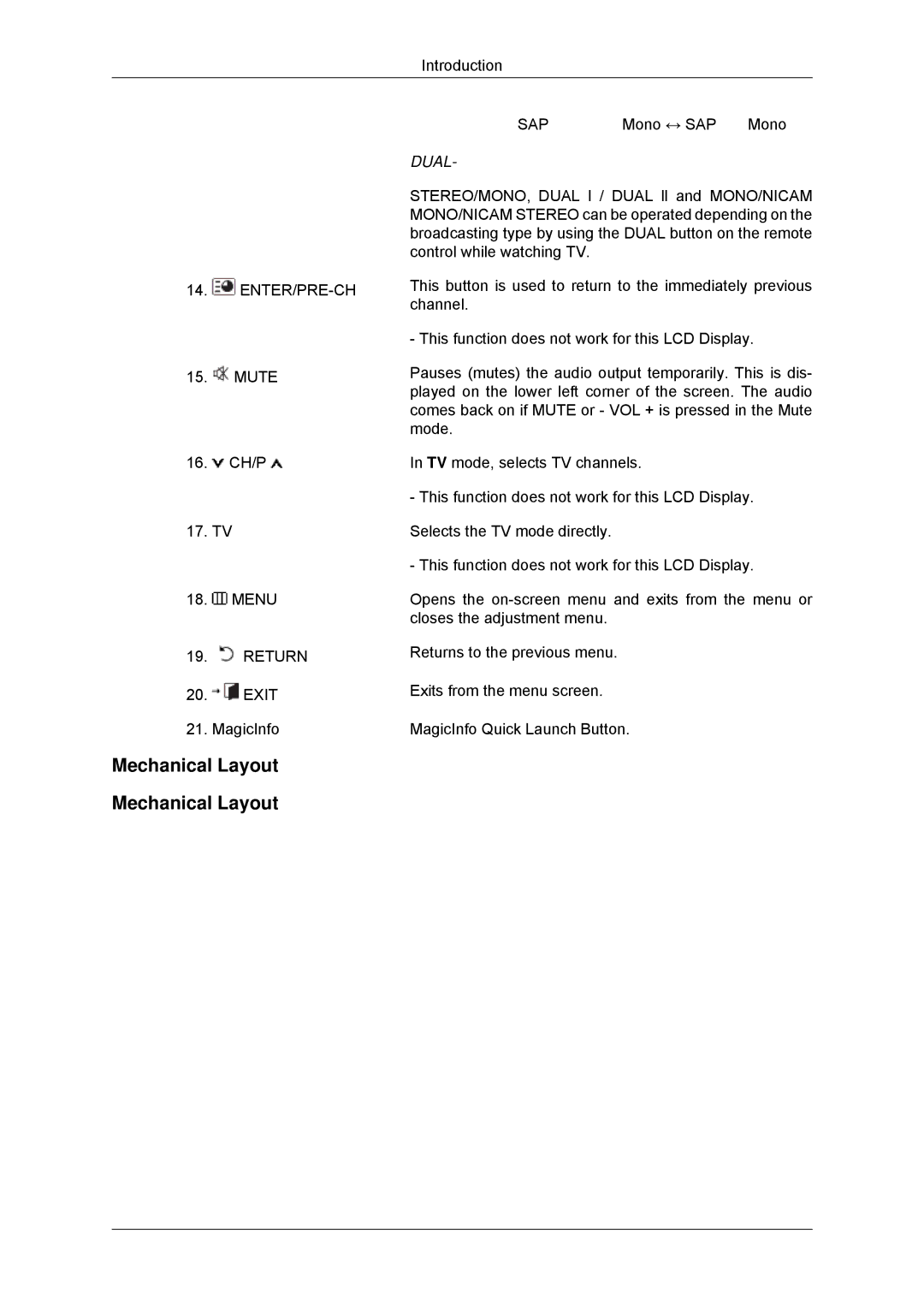 Samsung LH65TCPMBC/ZA, LH65TCPMBC/EN, LH65TCPMBC/XJ, LH650TS-NB, LH65TCPMBC/XY manual Mechanical Layout, Dual 