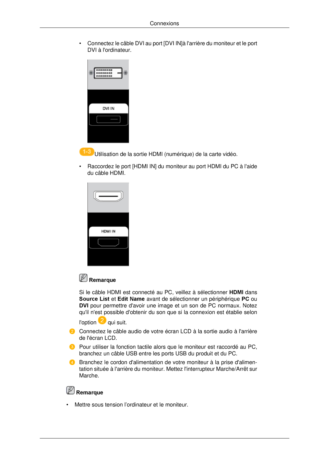 Samsung LH65TCPMBC/EN manual Mettre sous tension l’ordinateur et le moniteur 