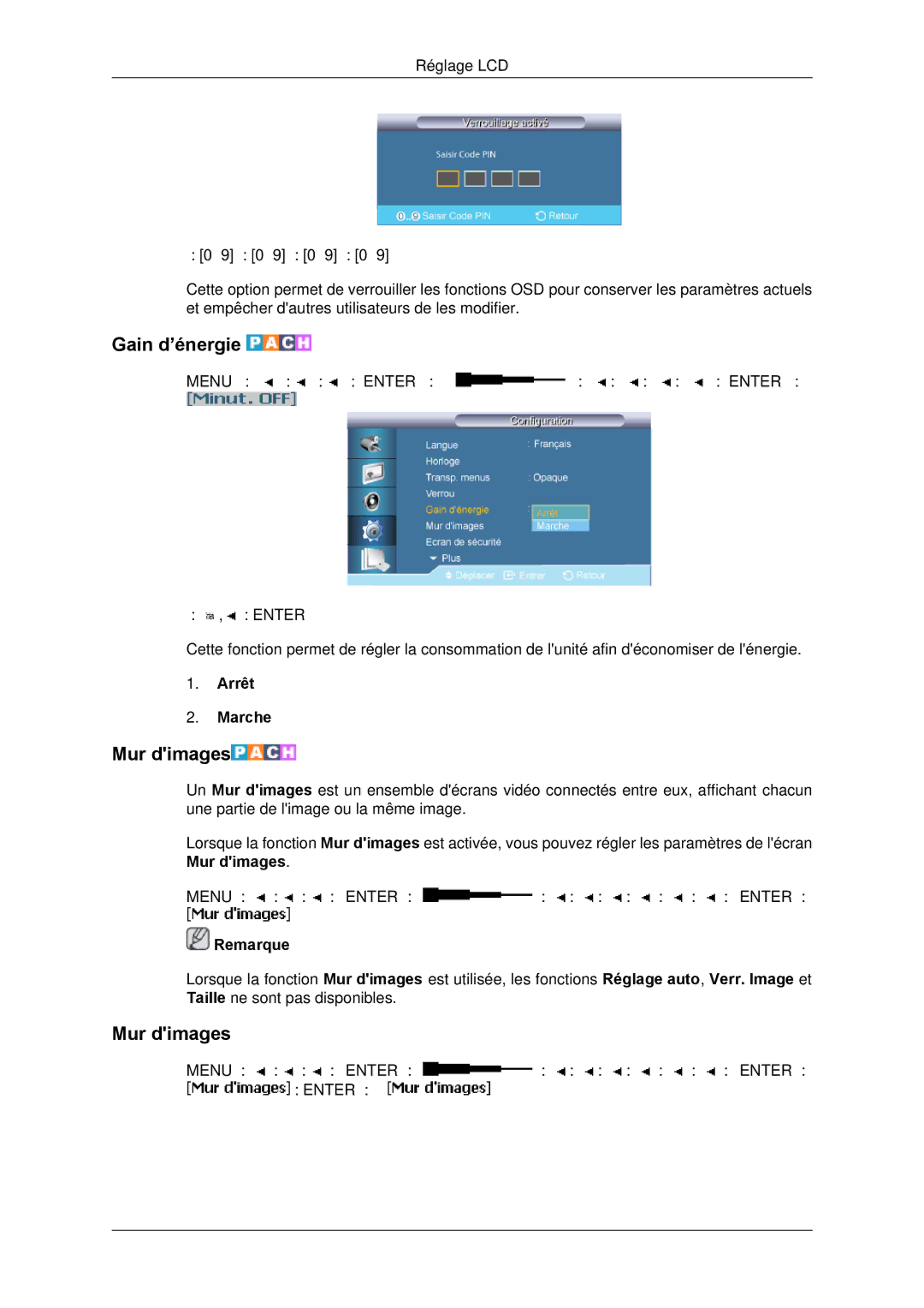 Samsung LH65TCPMBC/EN manual Gain d’énergie, Mur dimages 