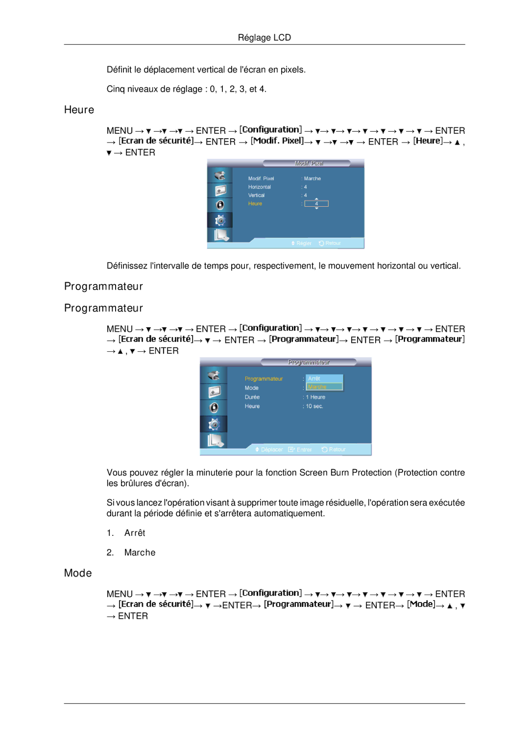 Samsung LH65TCPMBC/EN manual Heure, Programmateur 