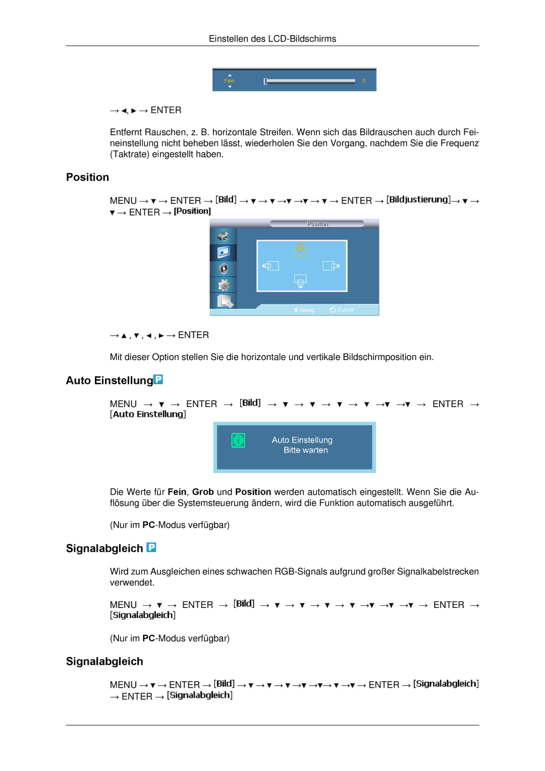 Samsung LH65TCPMBC/EN manual Auto Einstellung, Signalabgleich 