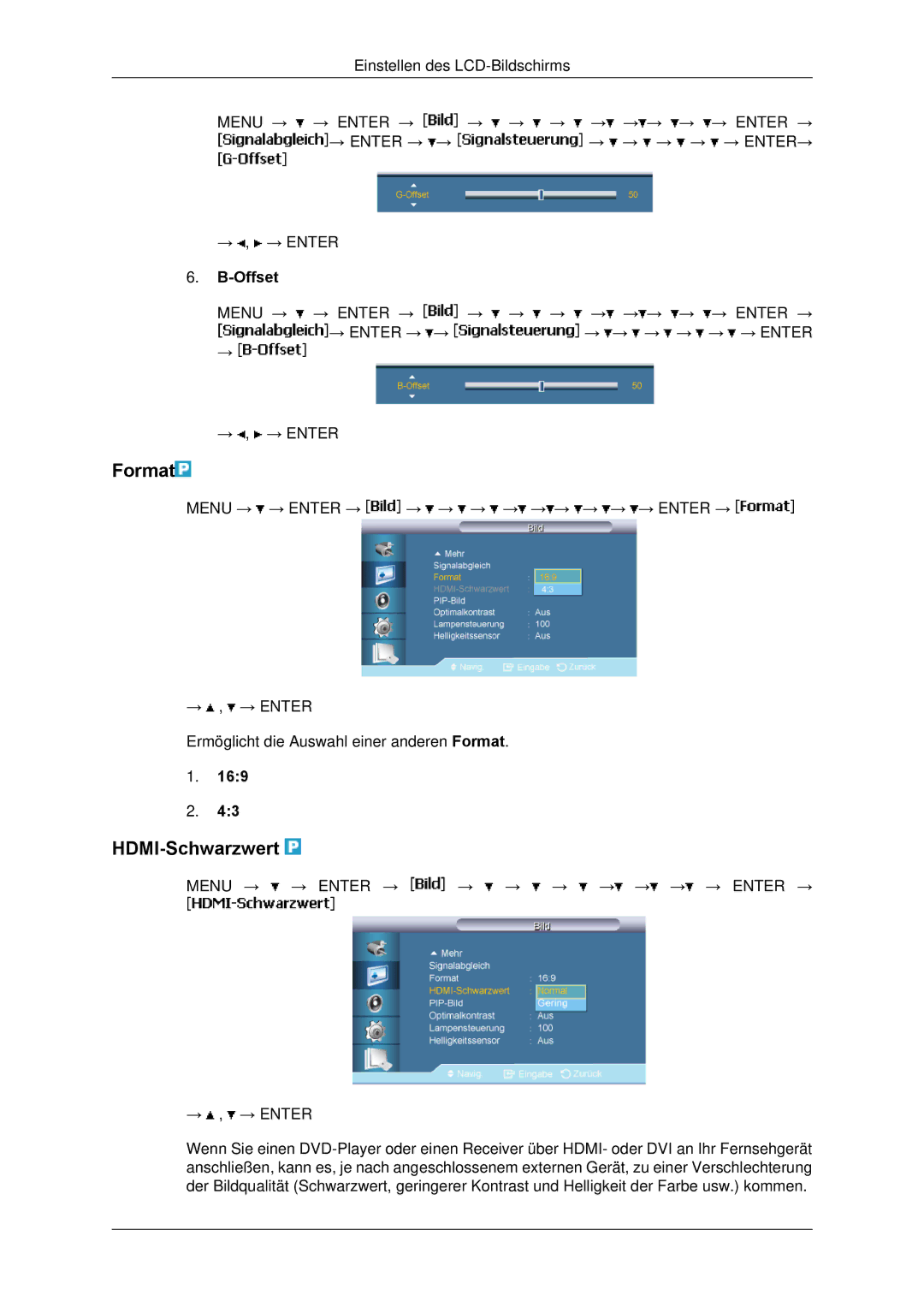 Samsung LH65TCPMBC/EN manual Format, HDMI-Schwarzwert 